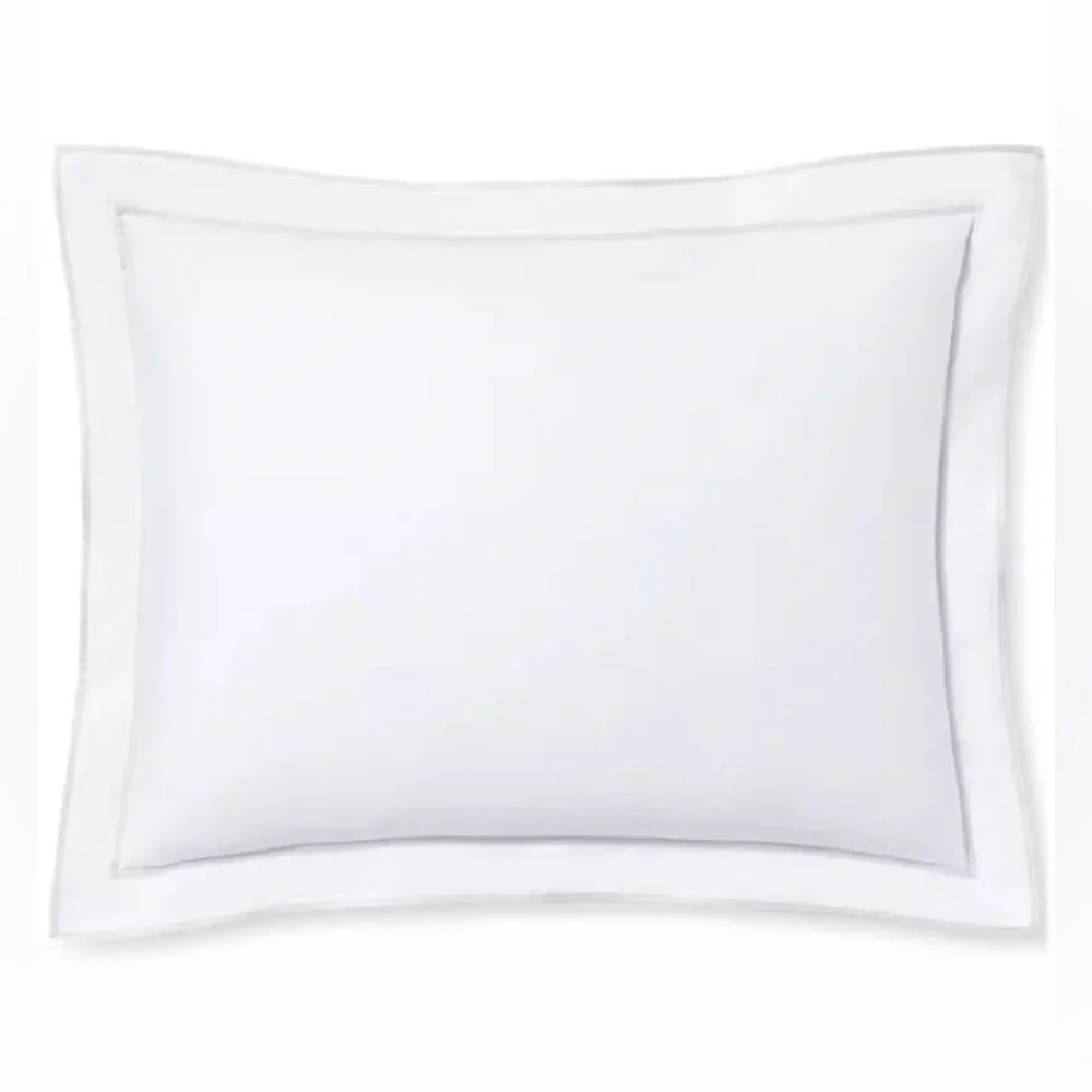 Lauren Ralph Lauren Spencer Sateen Border Sham in White/Sift Grey, Standard NWT